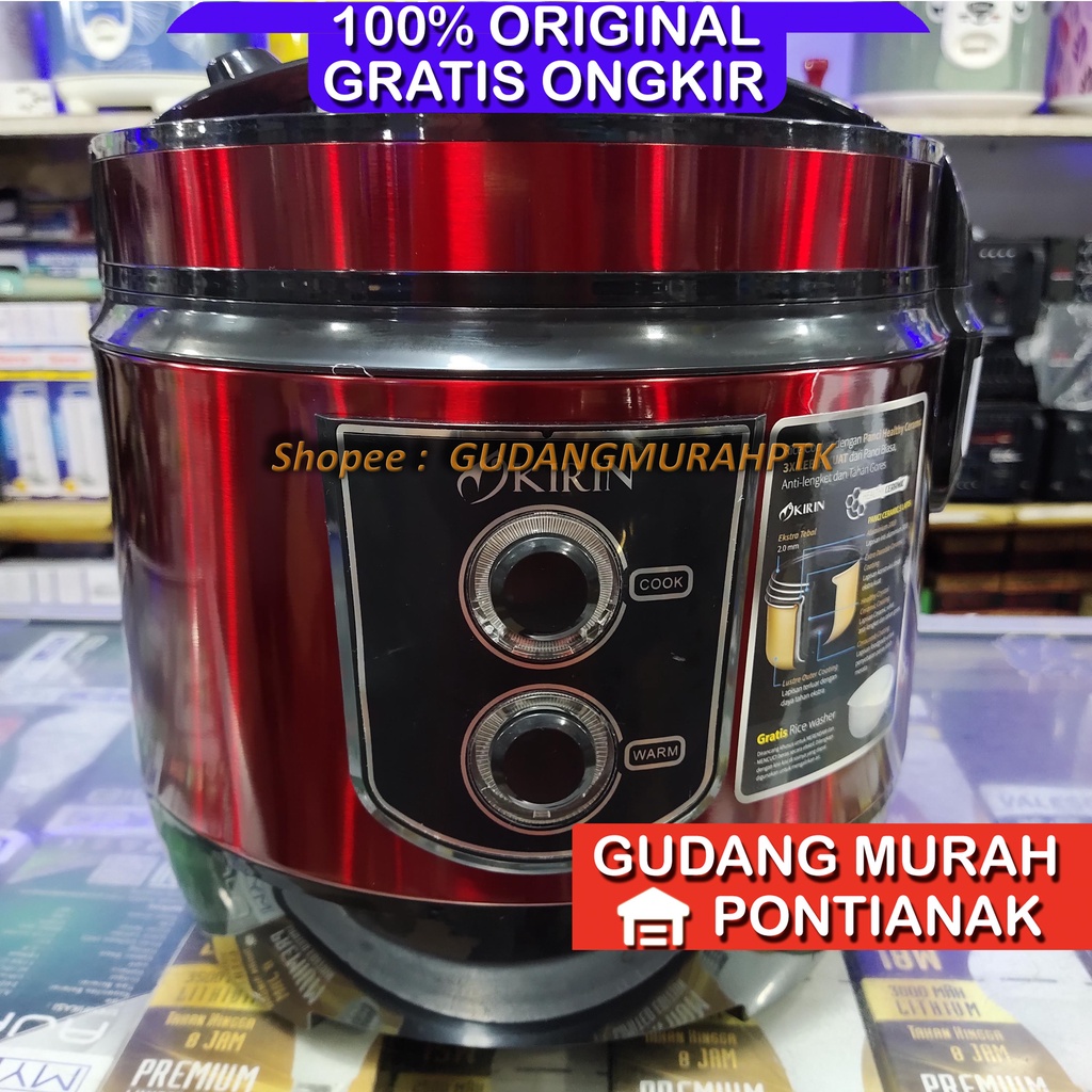 Rice Cooker Kirin / Magic Com Ceramic 2 Liter KRC-390 RD RED 2 Liter 2L ricecooker penanak nasi