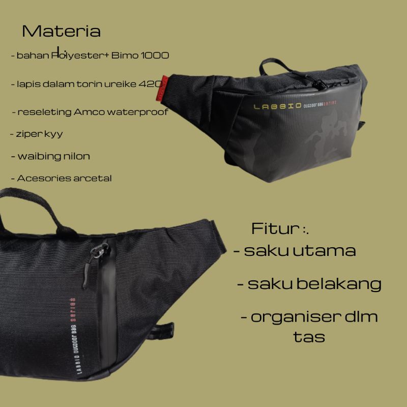 Waistbag Tas Selempang Pria Tas Pinggang premium LABBIO GOMA