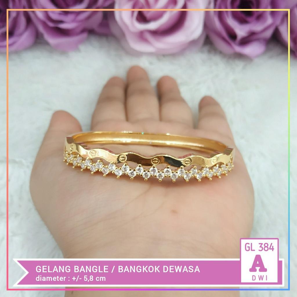 Gelang xuping gelang dewasa permata gelombang perhiasan lapis emas gold GL 384