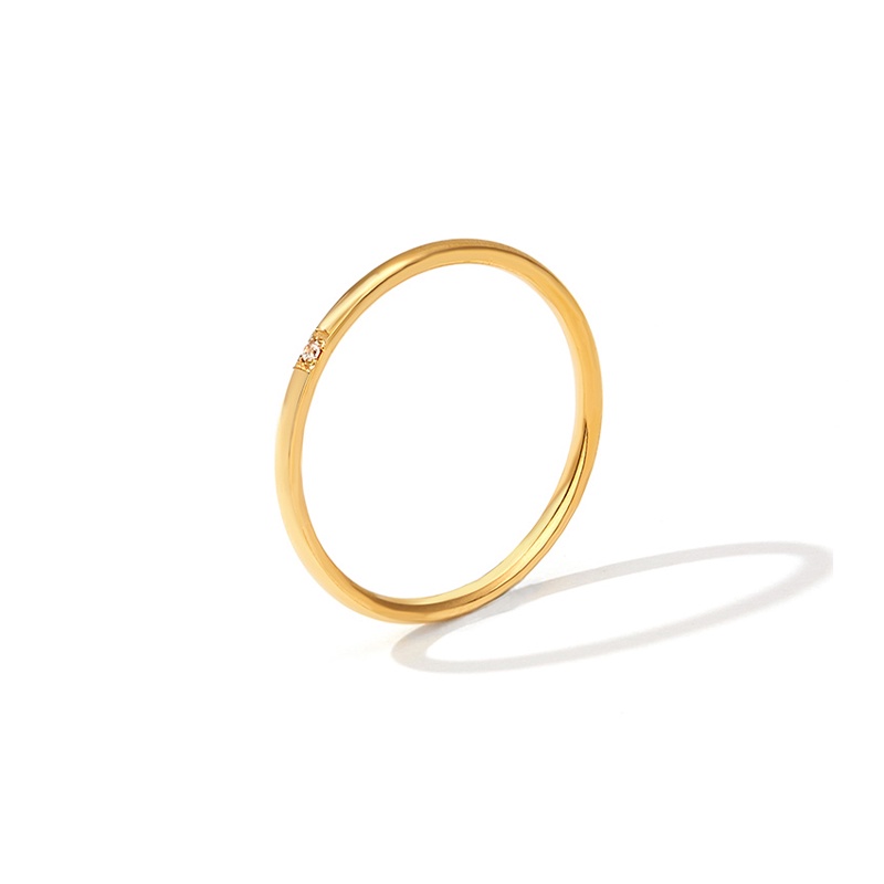 Cincin Titanium Steel Lapis Emas 18k Gaya Korea Untuk Pria / Wanita