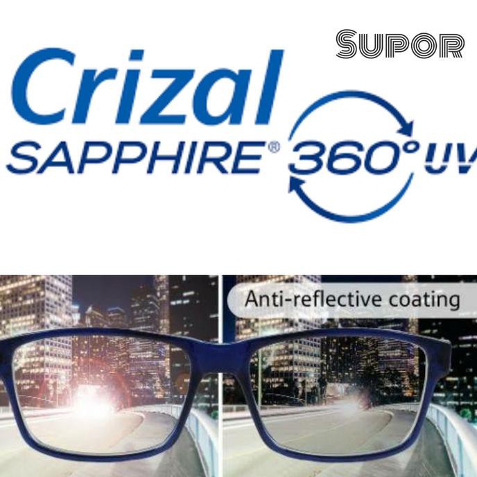Lensa Frameless Bor Bening Essilor Airwear Crizal Sapphire Uv Selfie Sup-323