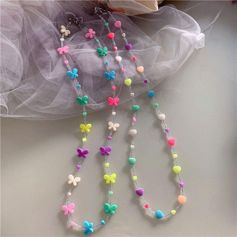 Lily Beaded Glasses Chains Colored Anti Slip Heart Butterfly Beaded Tali Kacamata