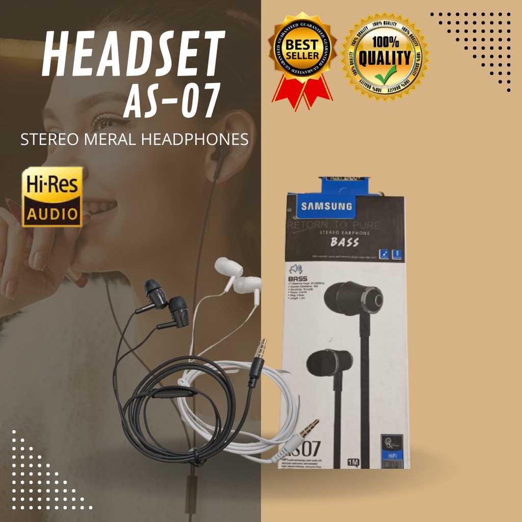 HEADSET / HANDSFREE &lt; SAMSUNG 363 - AS07 &gt; SUPER BASS + MIC semua hp bisa dipakai ya (JAYA ACC)