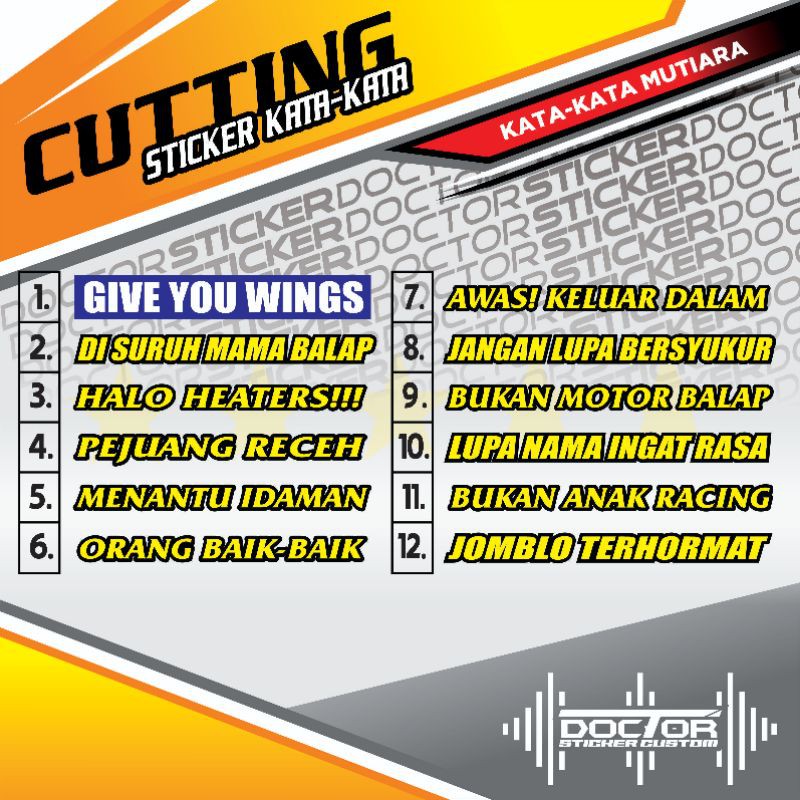 

CUTTING STICKER MURAH. KATA KATA ANAK MUDA BISA COSTUM YA HARGA UNTUK 1PCS