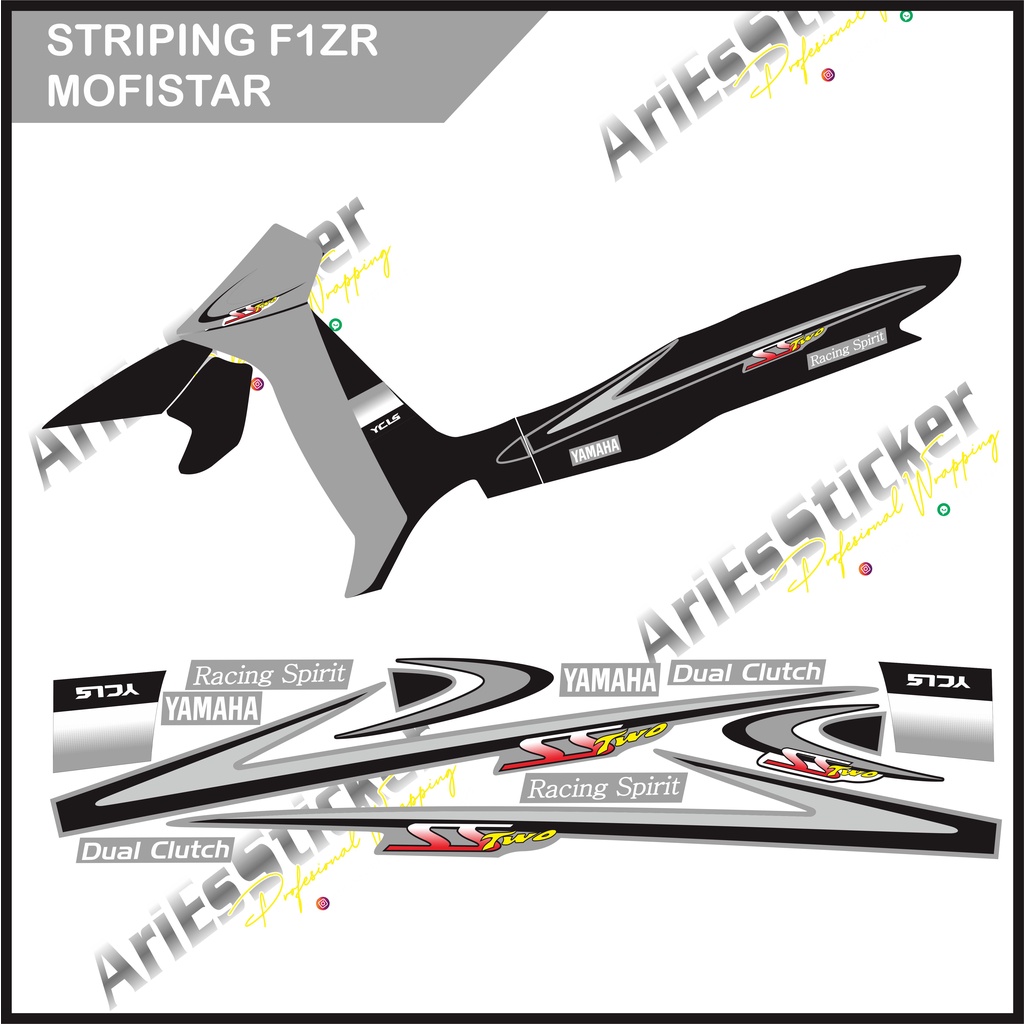 STRIPING STIKER YAMAHA FIZ R SS TWO HITAM SILVER PRINTING