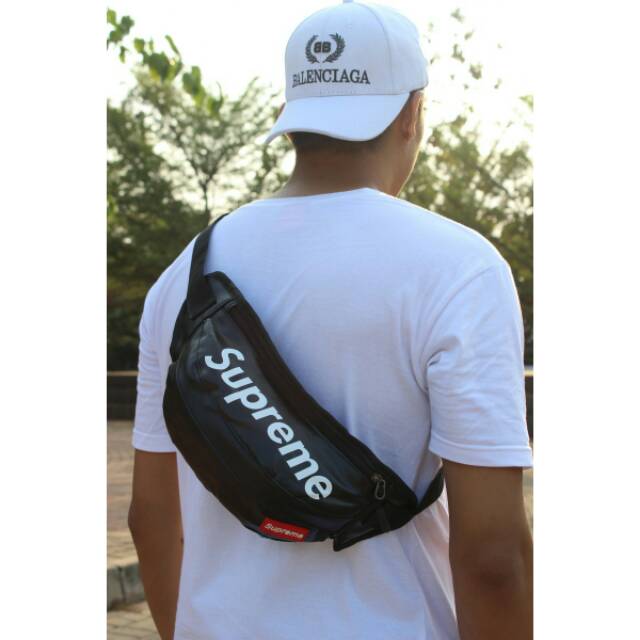 TAS SELAMPANG WAISTBAG IMPORT UNISEX SUPREME KULIT