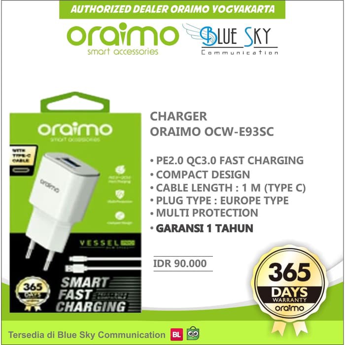 CHARGER TYPE-C ORAIMO OCW-E93SC QUALCOMM 3.0 FAST CHARGING