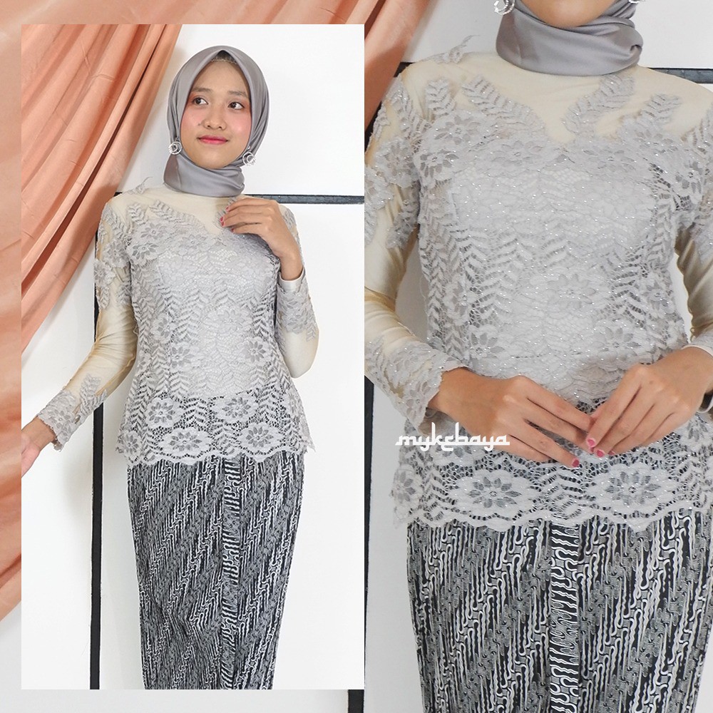 TERMURAAH SETELAN KEBAYA BROKAT  SABRINA SET ROK PLISKET 