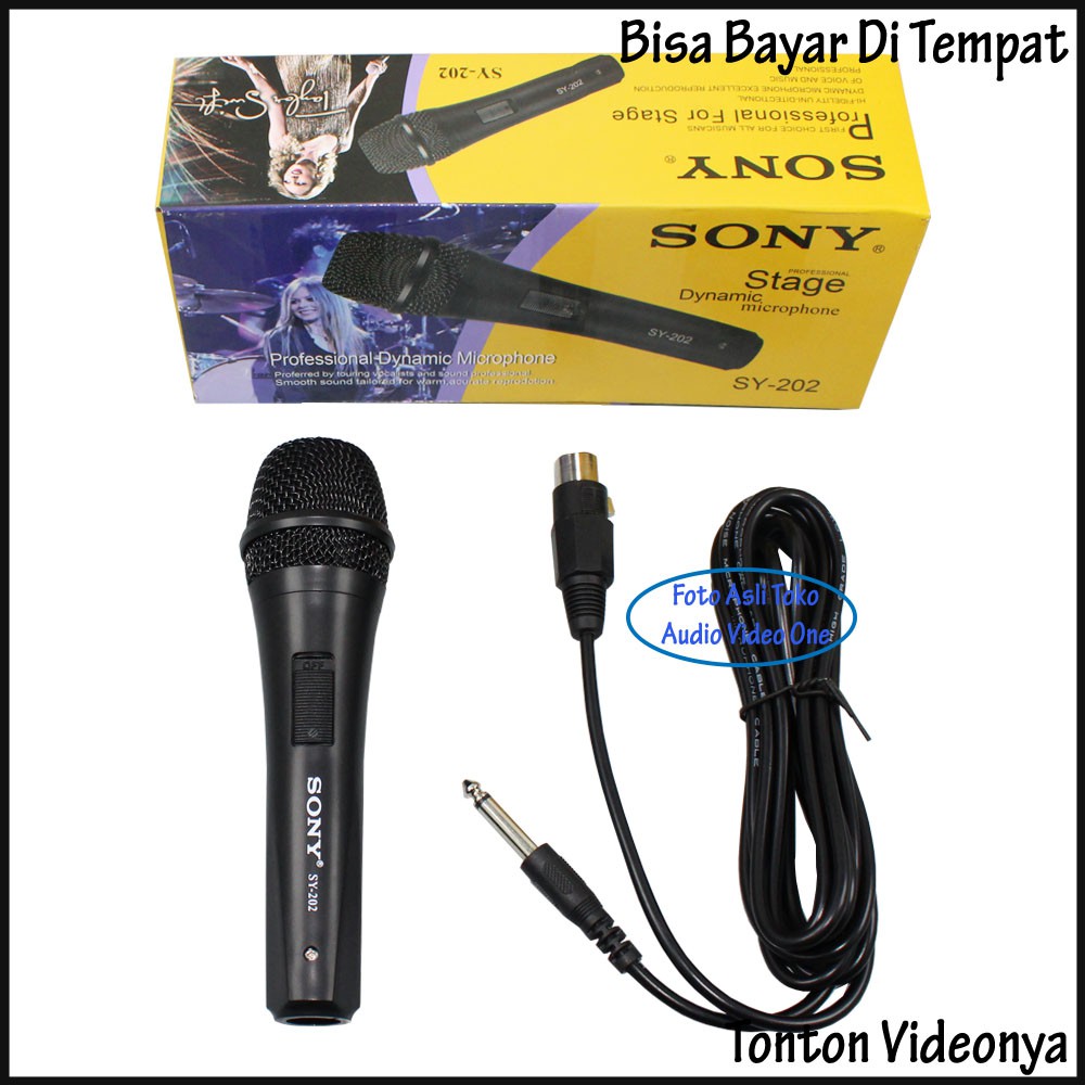 Mic Vocal Sony SY-202 Mikrofon Karaoke Mik Kabel Microphone Audio Vokal