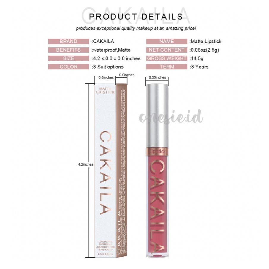 CAKAILA Lipstik 18 Warna Matte Lipstick Liquid Waterproof Cmaadu Long Lasting XX019