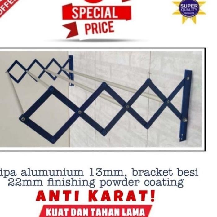 ➭ JEMURAN TARIK/JEMURAN DINDING LIPAT ALUMUNIUM 120CM ♩