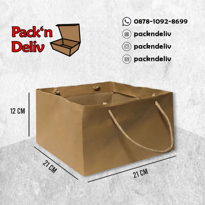 

✨ BISA COD ✨ Paper Bag Polos Ukuran 21 x 21 x 12 cm