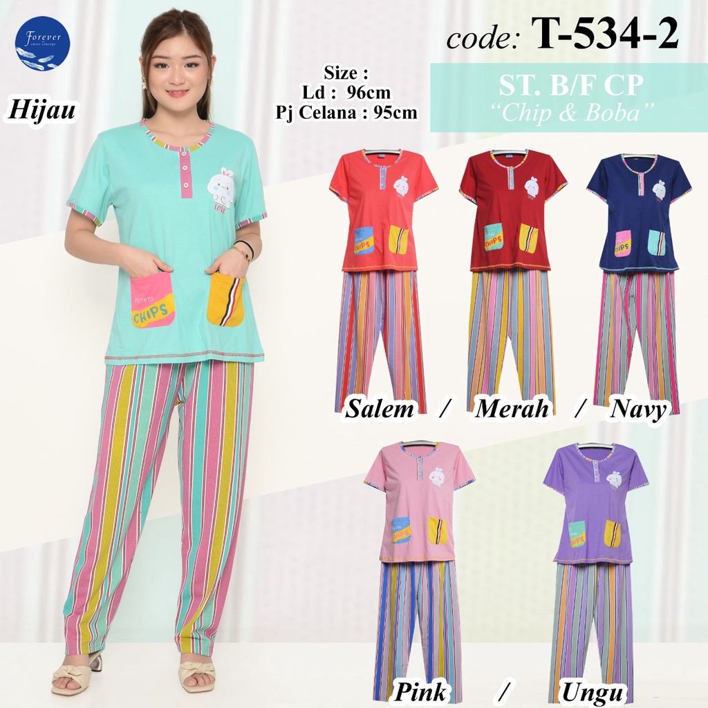 Baju Tidur Setelan Piyama Babydoll Body Fit Boba FOREVER SWEET T-534-2