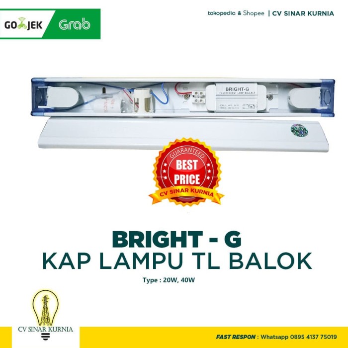 Kap lampu neon / Kap TL / Kap Model Balok | 10 Watt, 10 w| Bright-G Harga GROSIR
