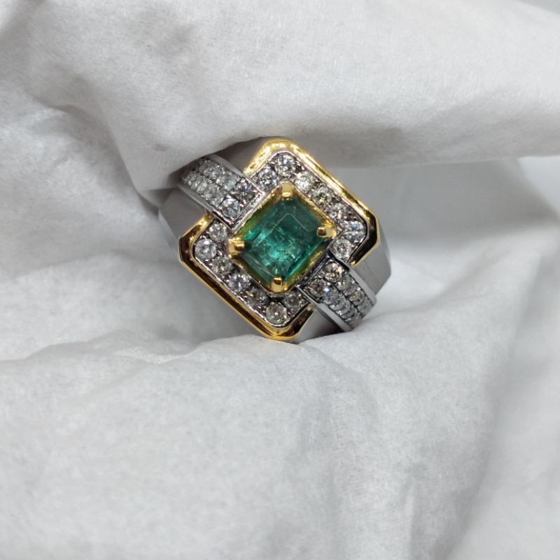 cincin pria  zambrud dan berlian eropa free sertifikat