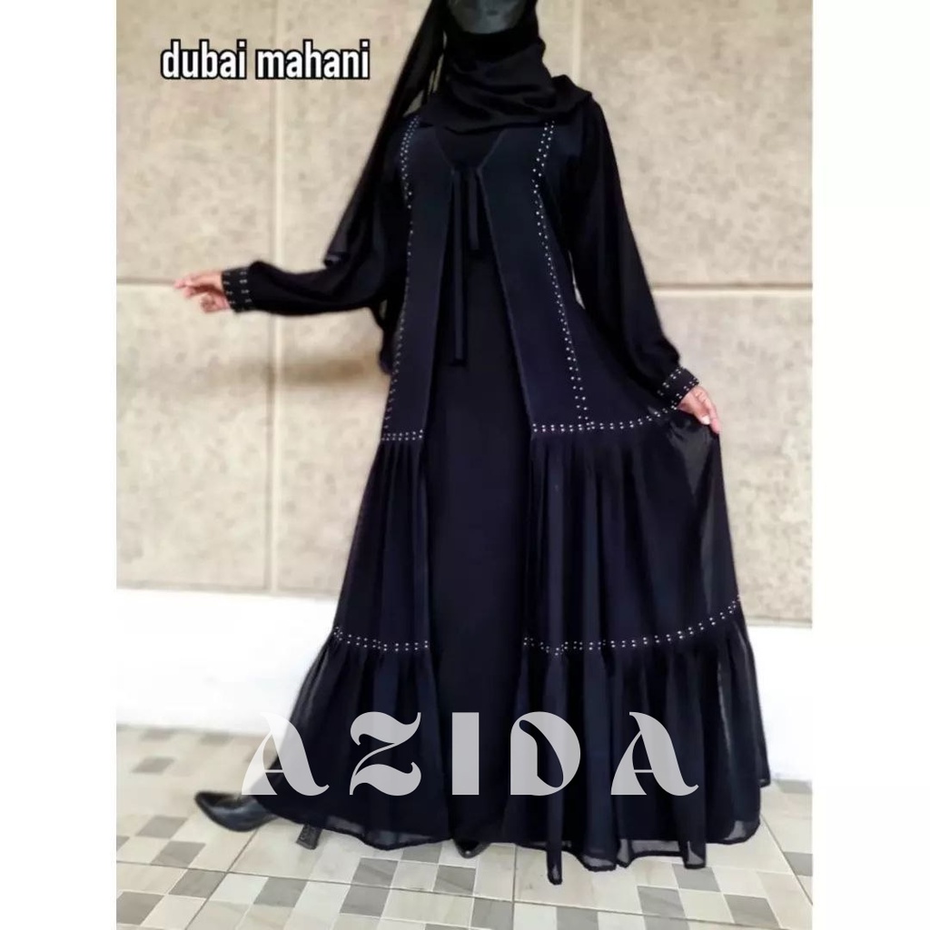 Gamis Dubai Turkey Hitam Jumbo Simple Kekinian Dress Abaya Wanita Dewasa Gamis Arabian Turkey Hitam