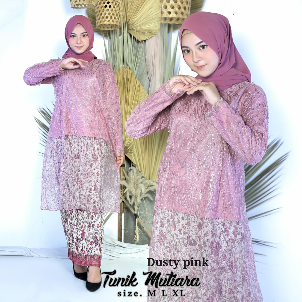 PROMO SET TUNIK TULLE MUTIARA BORDIR / SET TUNIK TULLE MUTIARA BORDIR