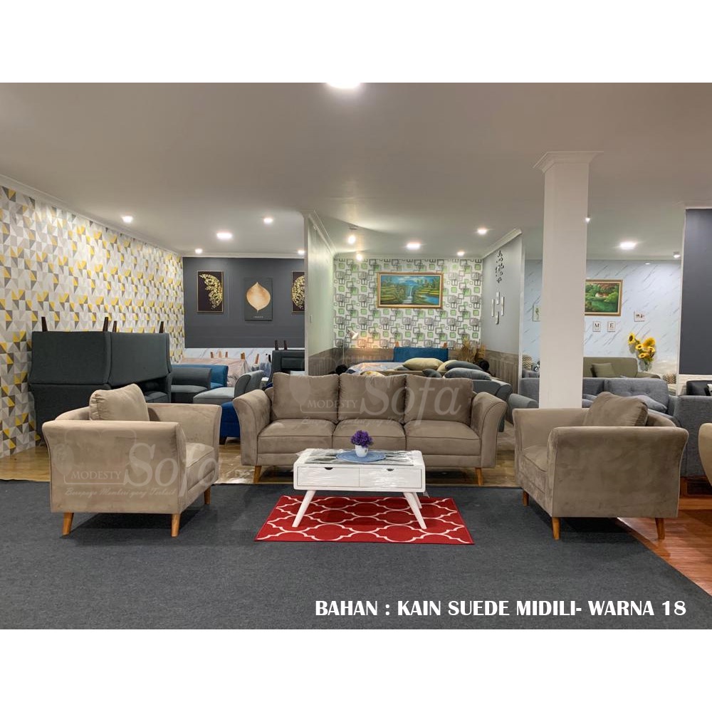 Sofa Ruang Tamu Modesty 311 Seater Minang Standart 17 + Meja Retro Blotic - Laci 2