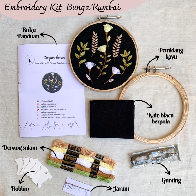 Embroidery Kit Bunga Rumbai - Paket Sulam Tangan