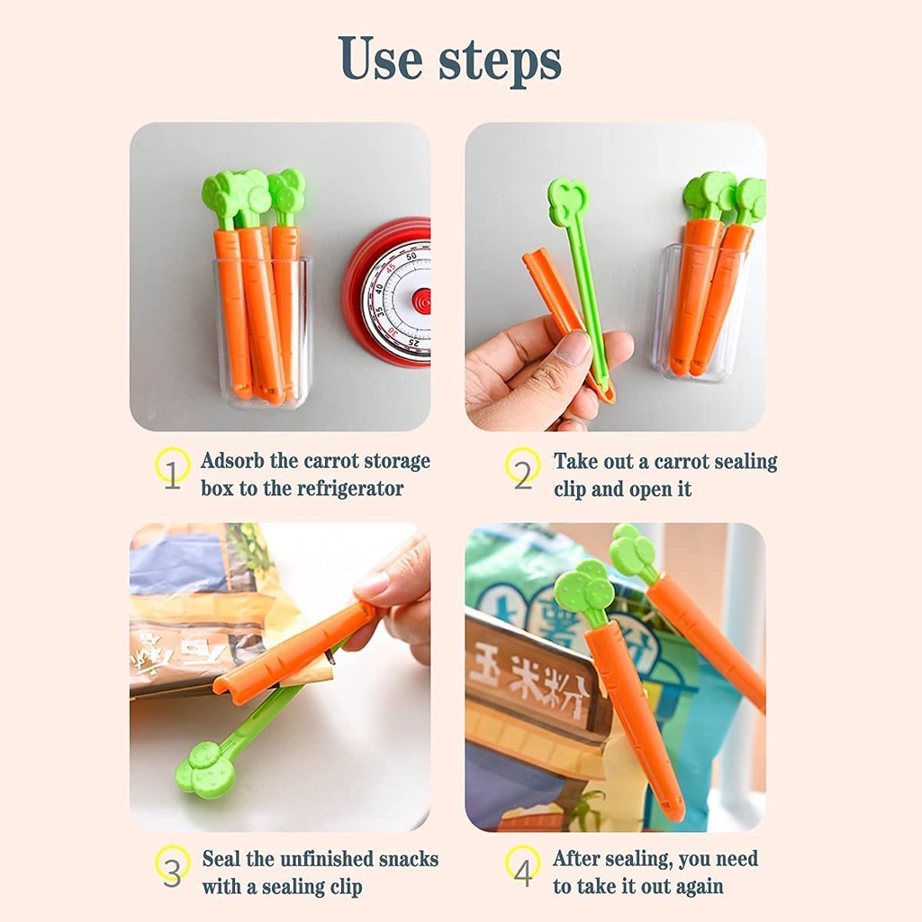 Hot Sale/5Pcs/Set Kreatif Wortel Penyimpanan Dapur Makanan Snack Kantong Klip/Reuseable Kulkas Pengawet Makanan Snack Sealer