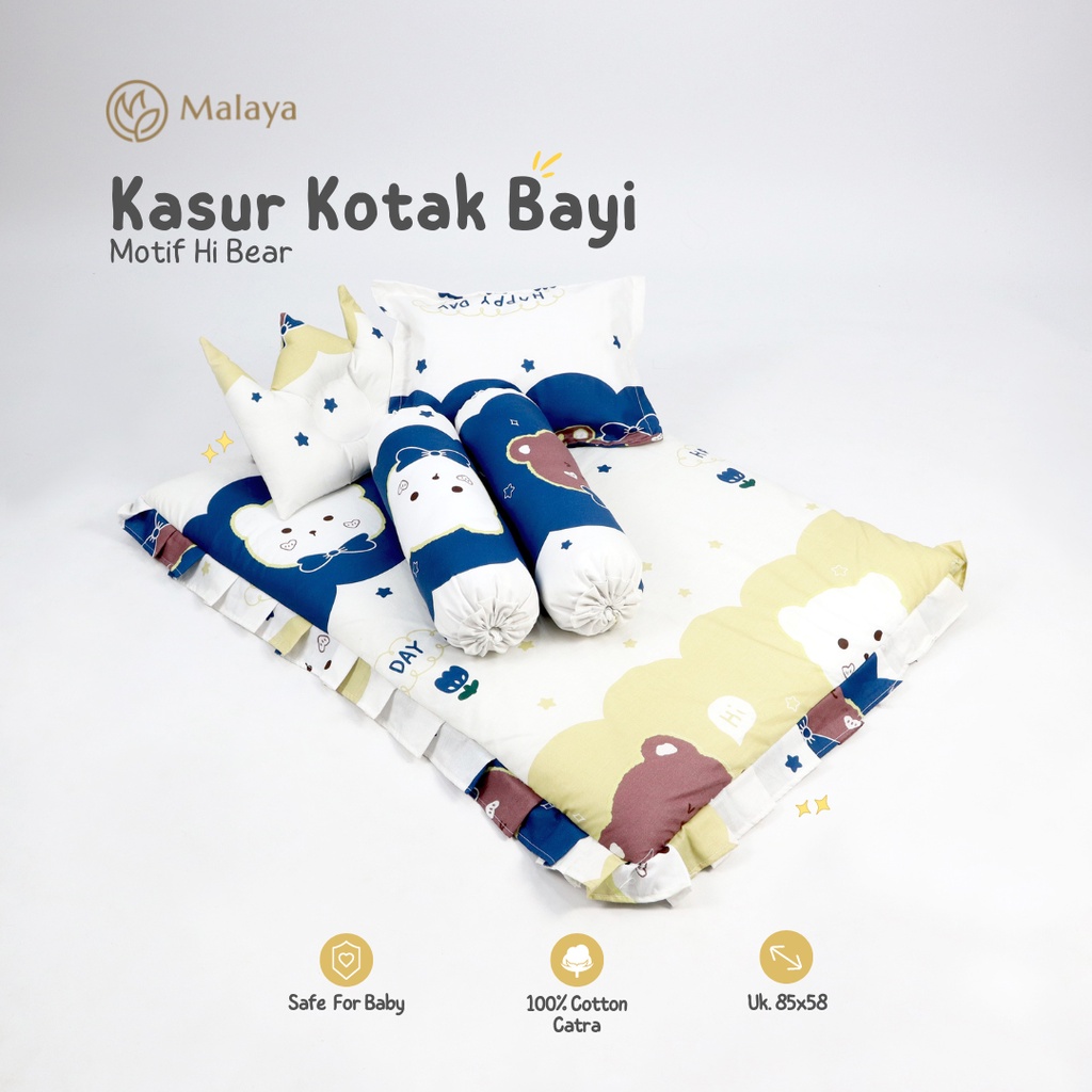 MALAYA BABY- Kasur Kotak Bayi include 2 bantal dan 2 guling |Katun Catra