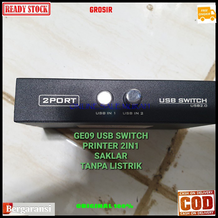 G09 Pembagi printer 2in1 usb print 2port original cpu pc laptop manual switch tanpa listrik sharing join switching saklar G09  Tidak pakai listrik hanya saklar  2 komputer pakai 1 PRINTER  GAMPANG PAKAI NYA  USB SWITCH / MANUAL SWITCH PRINTER ini biasa di