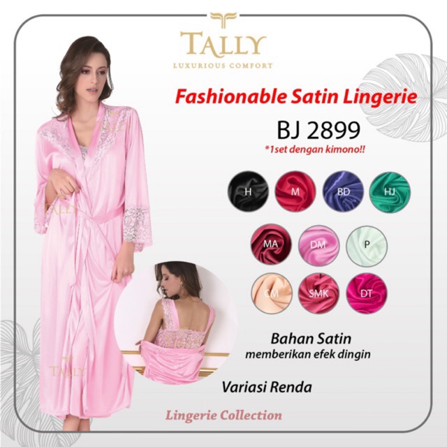 Baju Tidur Kimono Satin + Lingerie seksi TALLY 2899 Premium satin