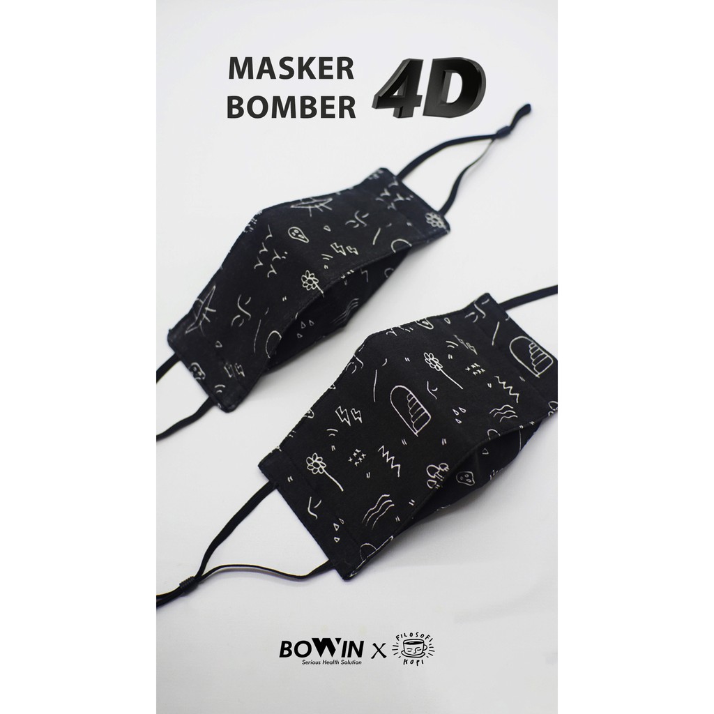 [Bowin X Rio Dewanto] Masker Bomber (Masker Kain 4ply / Masker Motor)