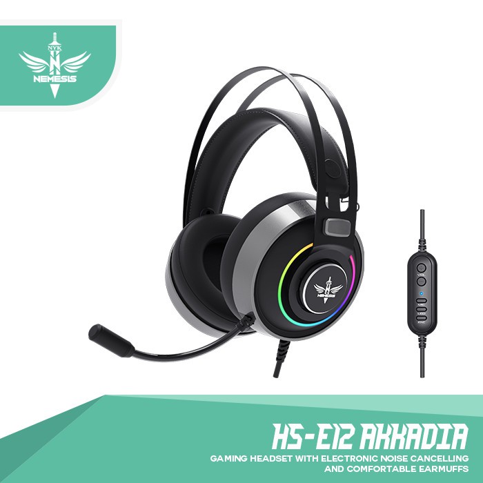 NYK HS-E12 Headset Gaming 7.1 Surround RGB AKKADIA HS - E12