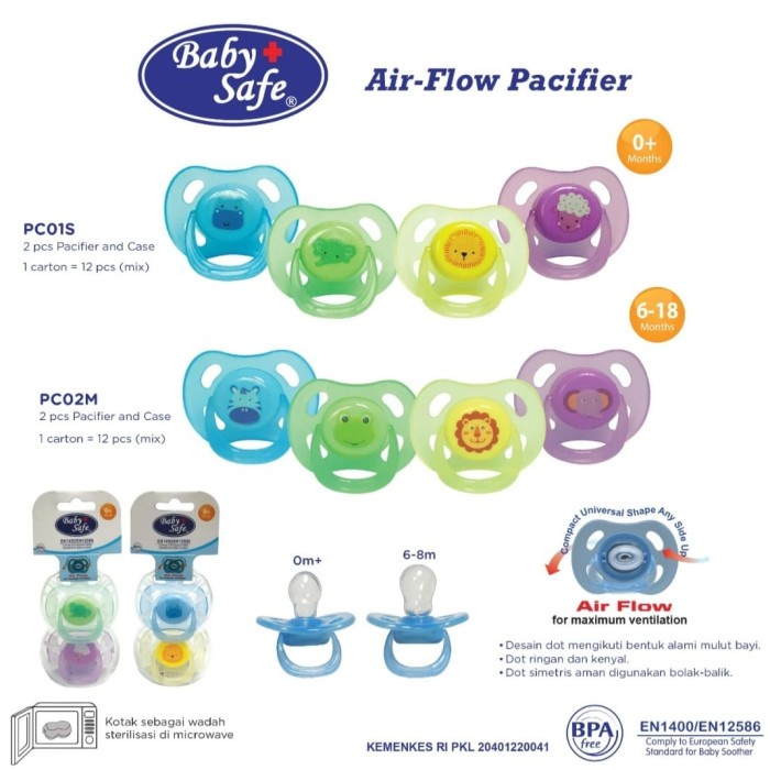 BABY SAFE Air Flow Pacifier Babysafe Isi 2 Empeng Bayi Baby Soother