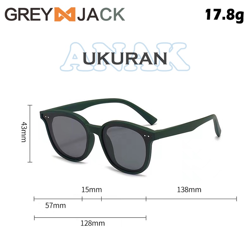 Grey Jack Kacamata Anak Sunglasses Hitam Anti Uv Korean Style TR90 Ringan Fashion Anak Laki-laki dan Perempuan 0015 0014-6