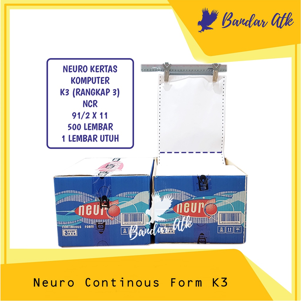 

NEURO Continous Form 91/2 x 11 3 PLY (K3 NEURO) NCR Kertas Komputer [1 BOX]
