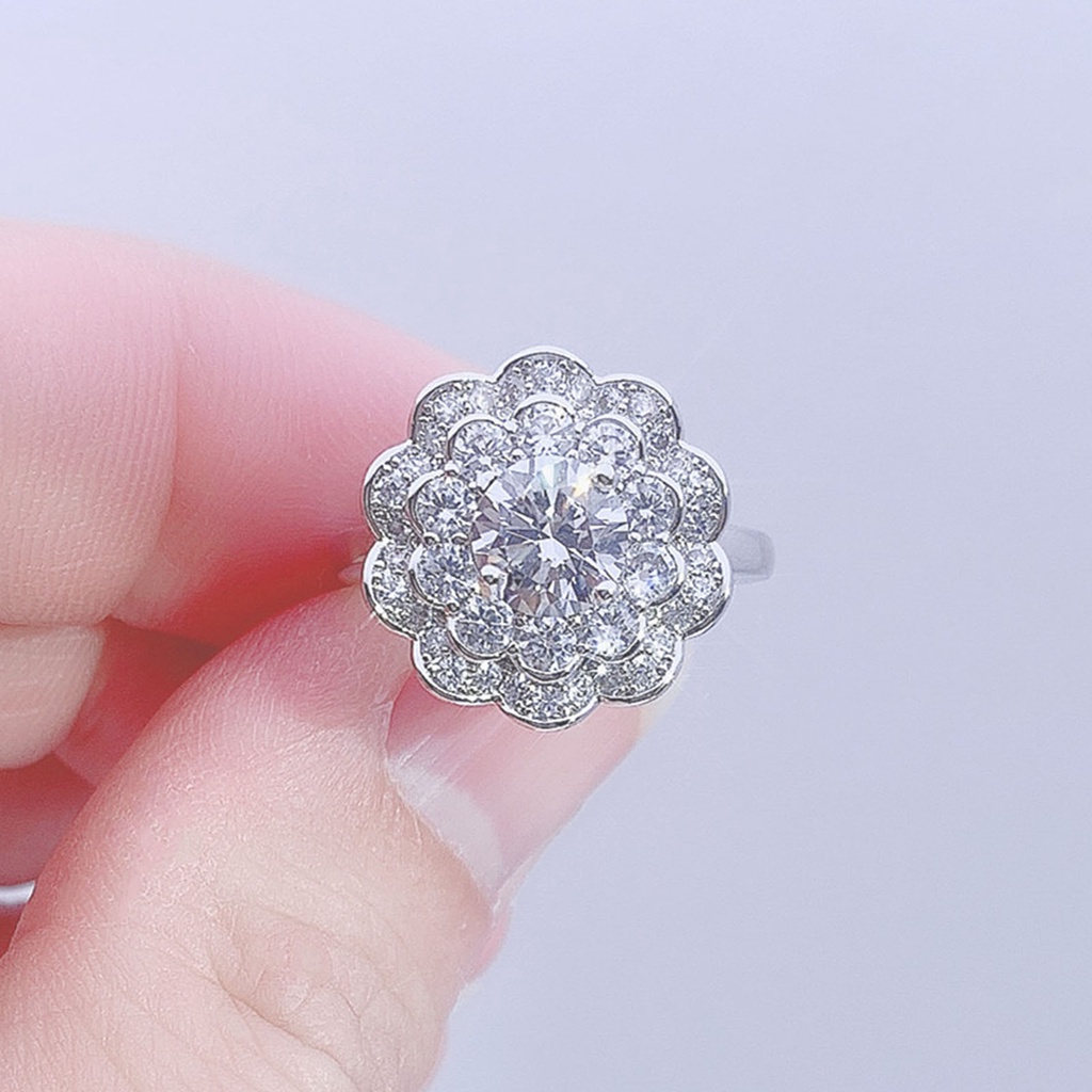 Hu Hu Hu Hu Hu Alat Bantu Pasang Kacamata♡ Cincin Wanita Hias Cubic Zirconia Berkilau Untuk Pesta