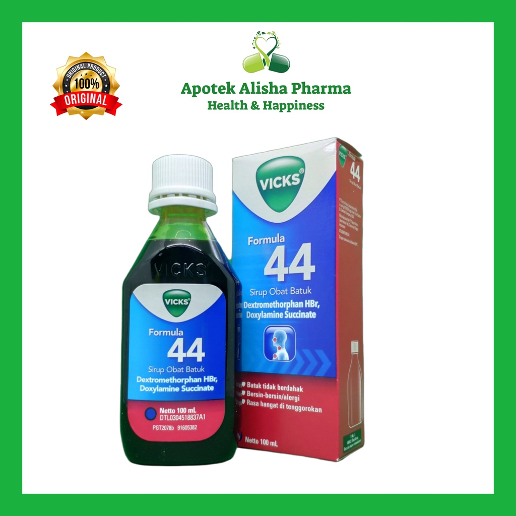 VICKS FORMULA 44 SYRUP 27ml/54ml/100ml-Vicks Formula 44 Sirup Obat Batuk Kering Tidak Berdahak Untuk Dewasa