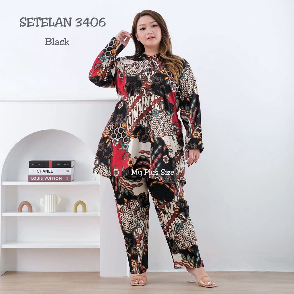 Setelan Batik Wanita Jumbo 3406, 3XL &amp; 5XL