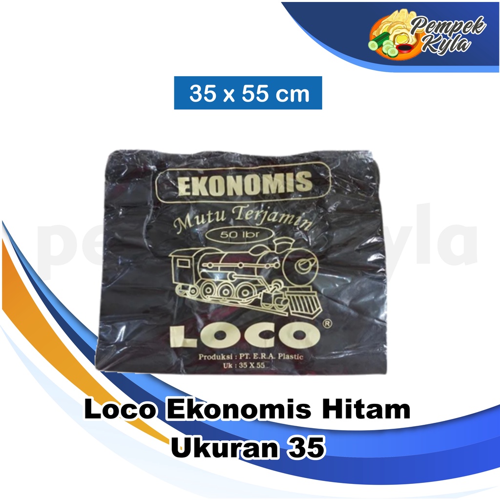 Kantong Plastik Kresek Loco Ekonomis 35 x 55 Hitam isi 50 lembar