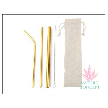 TERMURAH Sedotan Stainless SET Polos - Reusable Stainless Straw SET (BONUS 2 pcs Silikon Sedotan)