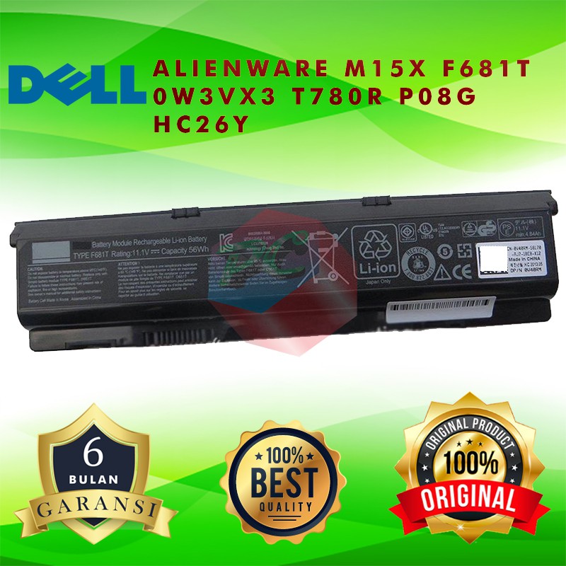 ORIGINAL BATERAI DELL ALIENWARE M15X F681T 0W3VX3 T780R P08G HC26Y