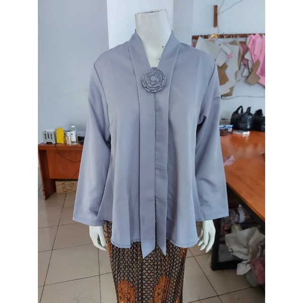 (P92/100) Kebaya floy TANGAN PANJANG kutubaru std-jumbo busui kartini KeroncongBusana (PJG)-Abu Tua