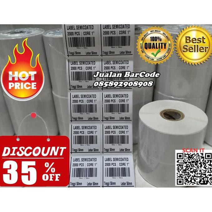 

Buruan Serbu] Label Semicoated Barcode 50X50 | 50 X 50 | 50Mm X 50Mm Coe 1' 2000 Pcs
