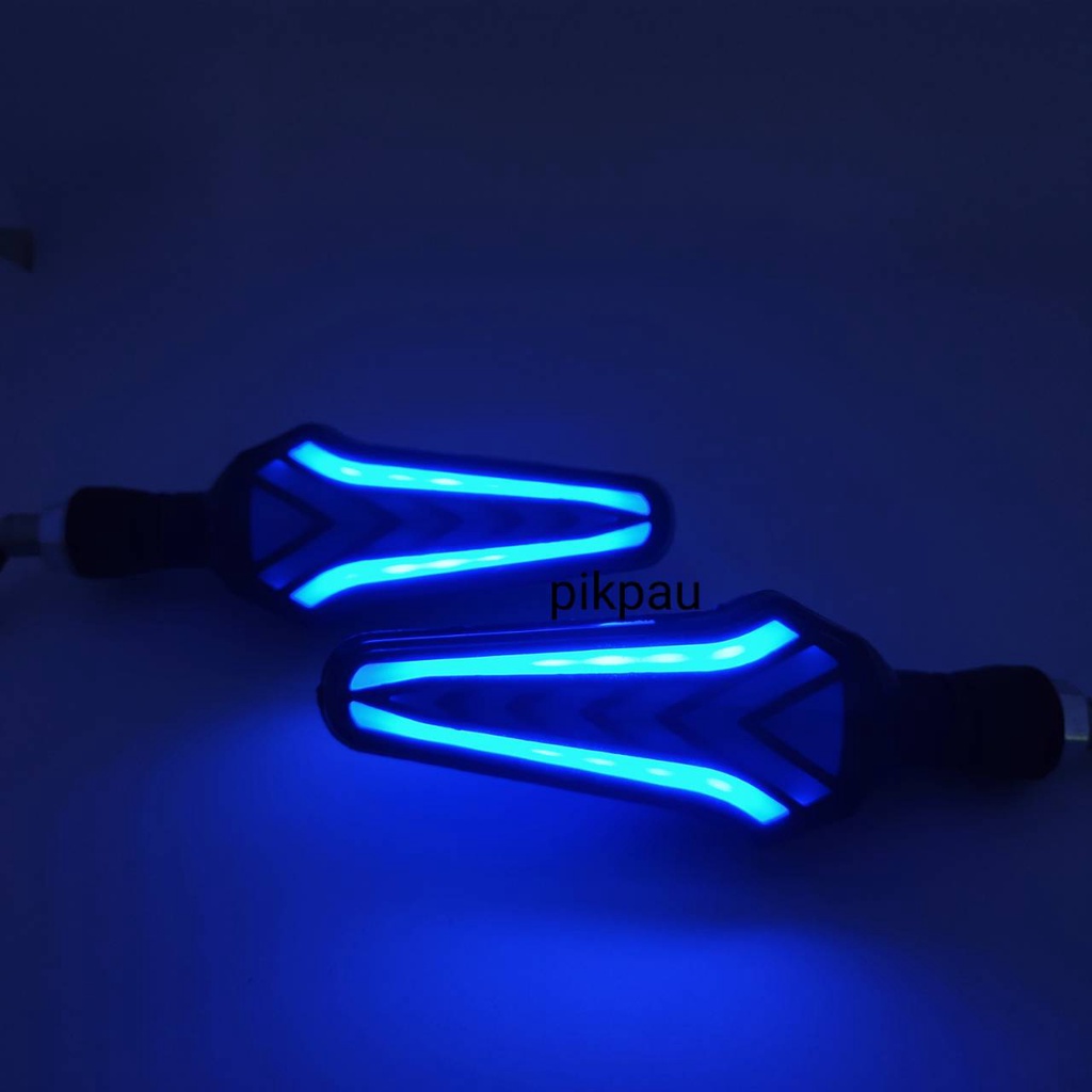 COD NEW Lampu Sein Running 2 Warna Sen Running 2 Mode Senja Model Panah Universal Waterproof