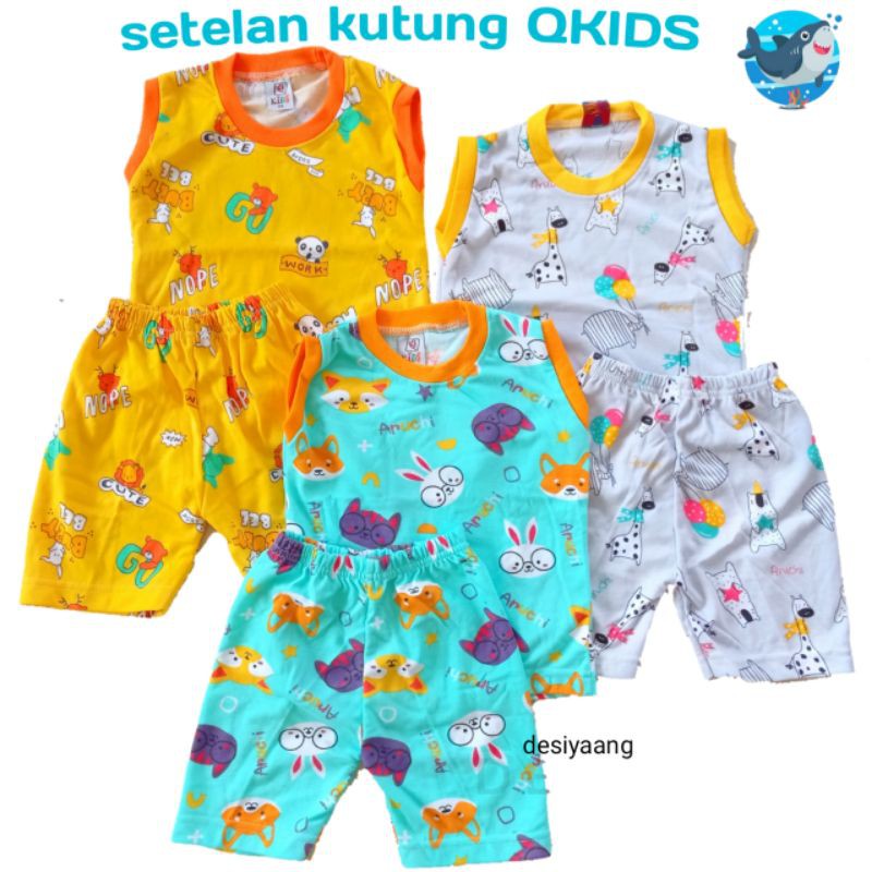 paket Isi 2 STEL Setelan bayi Anak Kutung  Size Xs Usia 5 6 7 8 9 10 11 12 - 16 bulan