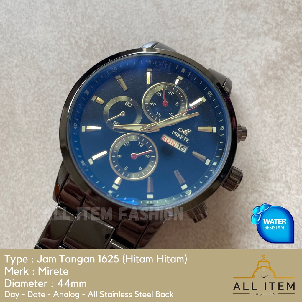 COD✅ Jam Tangan Rantai Pria Mirete Analog 1625 / Arloji / Watch / Tahan Air / Stainless Steel / Jam Tangan Laki Model Mewah