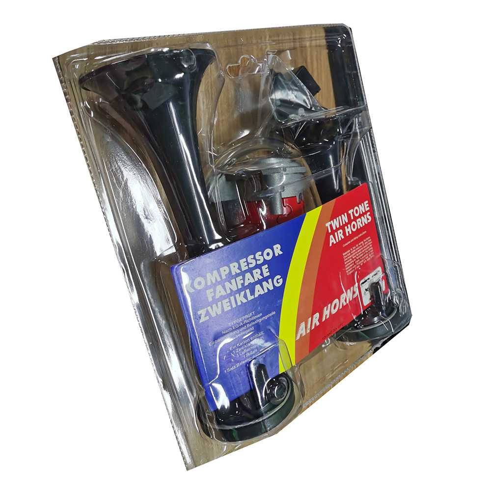 HEYVO Klakson Trompet Motor Mobil Dual Air Horn 178dB 12V - TZ-320-Hitam