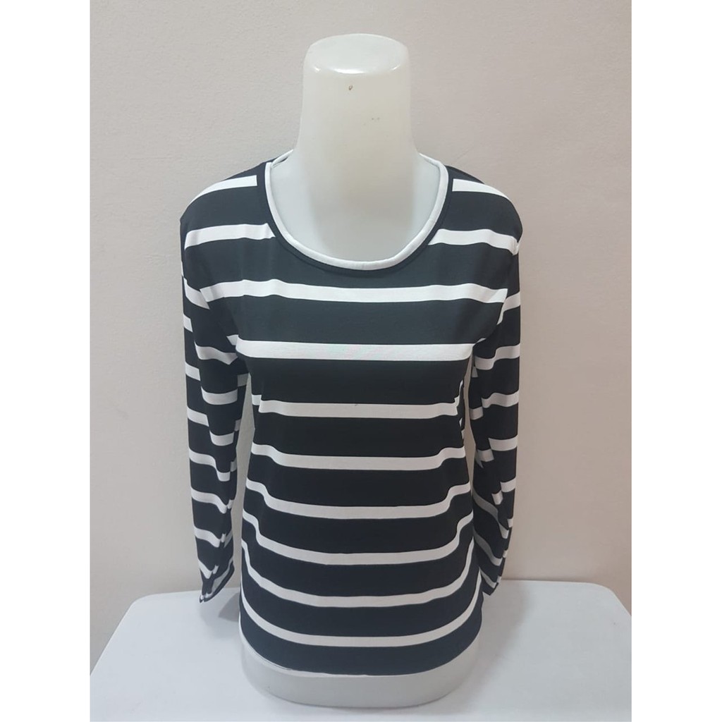 DIJUAL Kaos Salur Stripe Garis Lengan Panjang Wanita 2 Warna terbatas