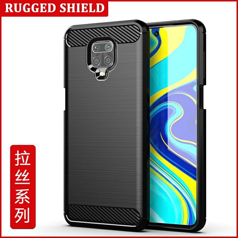 COD-3IN1 TG Soft Case Karbon Shock Proof Redmi Note 9 Pro Tempered Glass Full Layar Kamera Premium