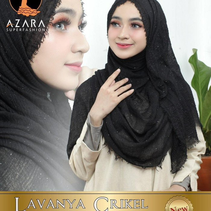 jilbab hijab pashmina crinkle shawl glitter khusus hitam azara
