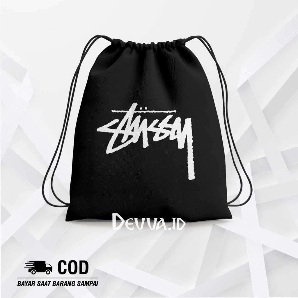 Tas Serut Stussy String Bag Bts Muat Banyak Barang Ukuran 36 X 31 Cm | Devva.Id