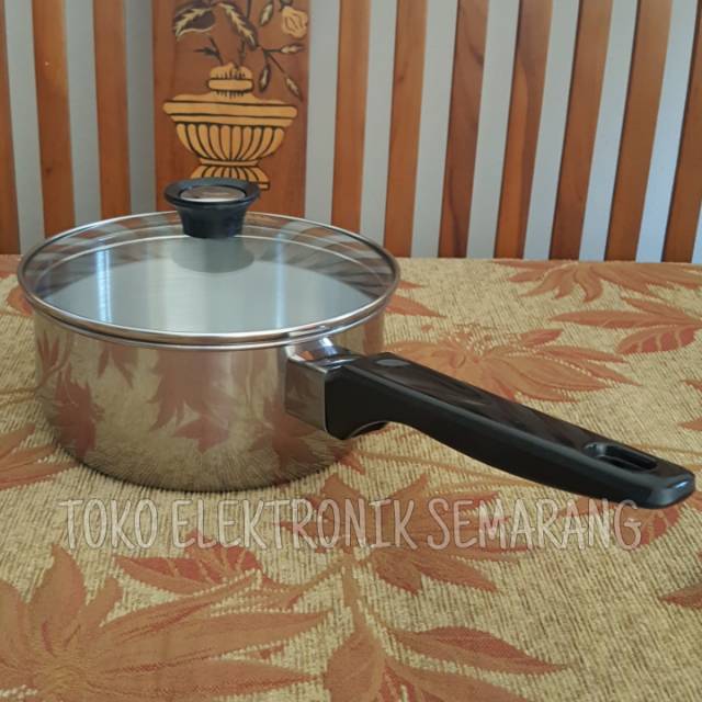 MASPION PANCI OLESIA 16 CM STAINLESS STEEL PANCI SUSU SAUCEPAN TUTUP KACA BISA KOMPOR INDUKSI