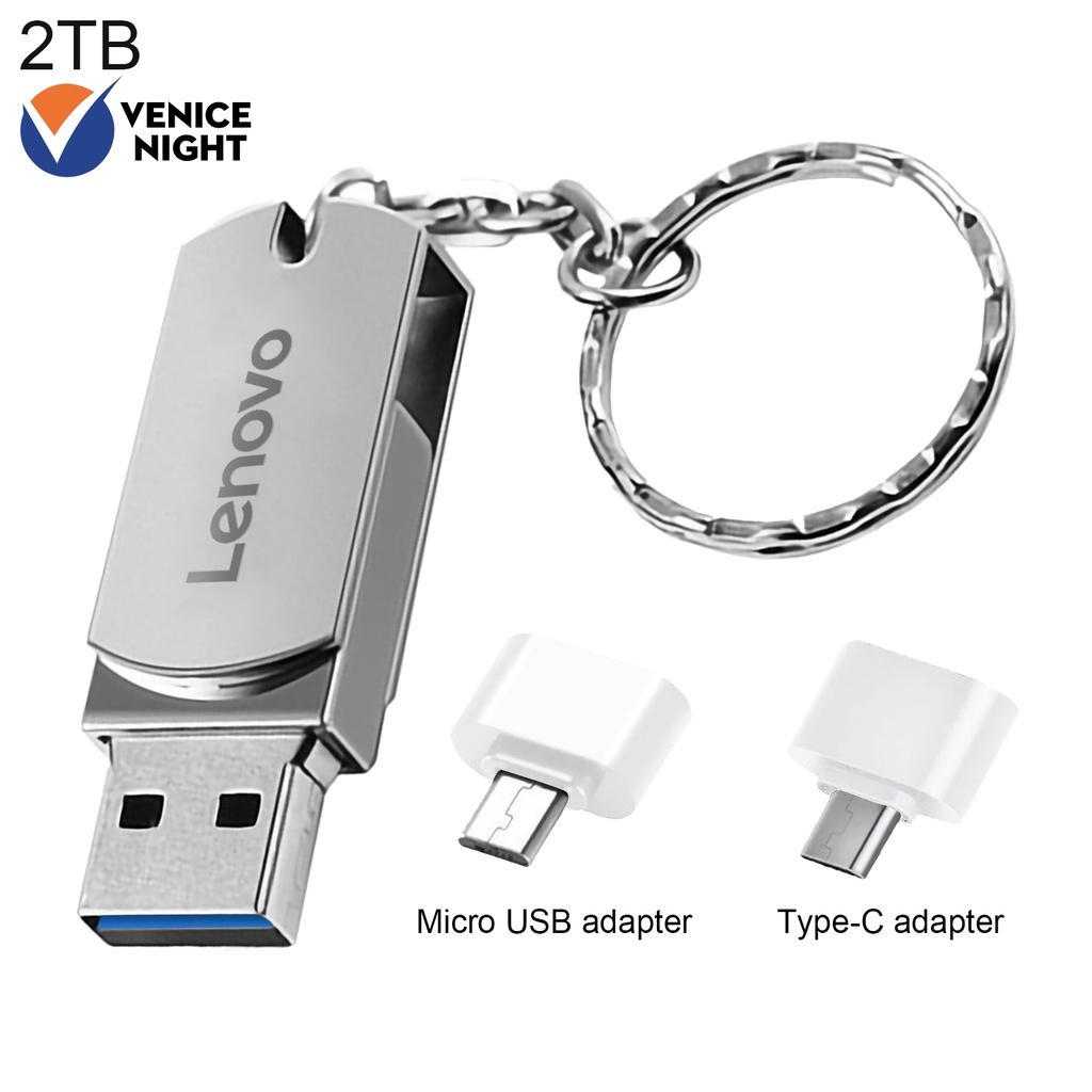 (EE) Lenovo Metal 1TB 2TB Flash Drive U Disk Memory USB 3.0 Kecepatan Tinggi